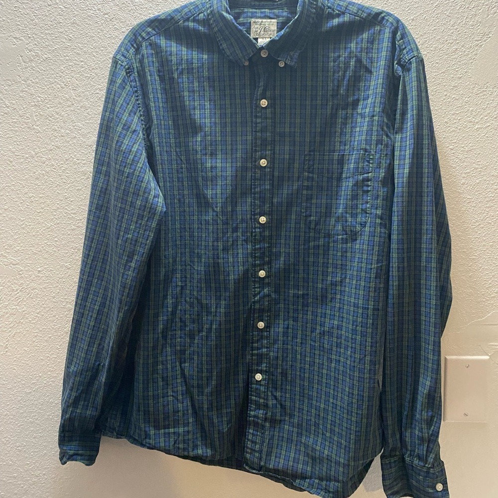 J.Crew Slim Secret Wash Organic Cotton Poplin Long Sleeve‎ Mens Size XL Slim